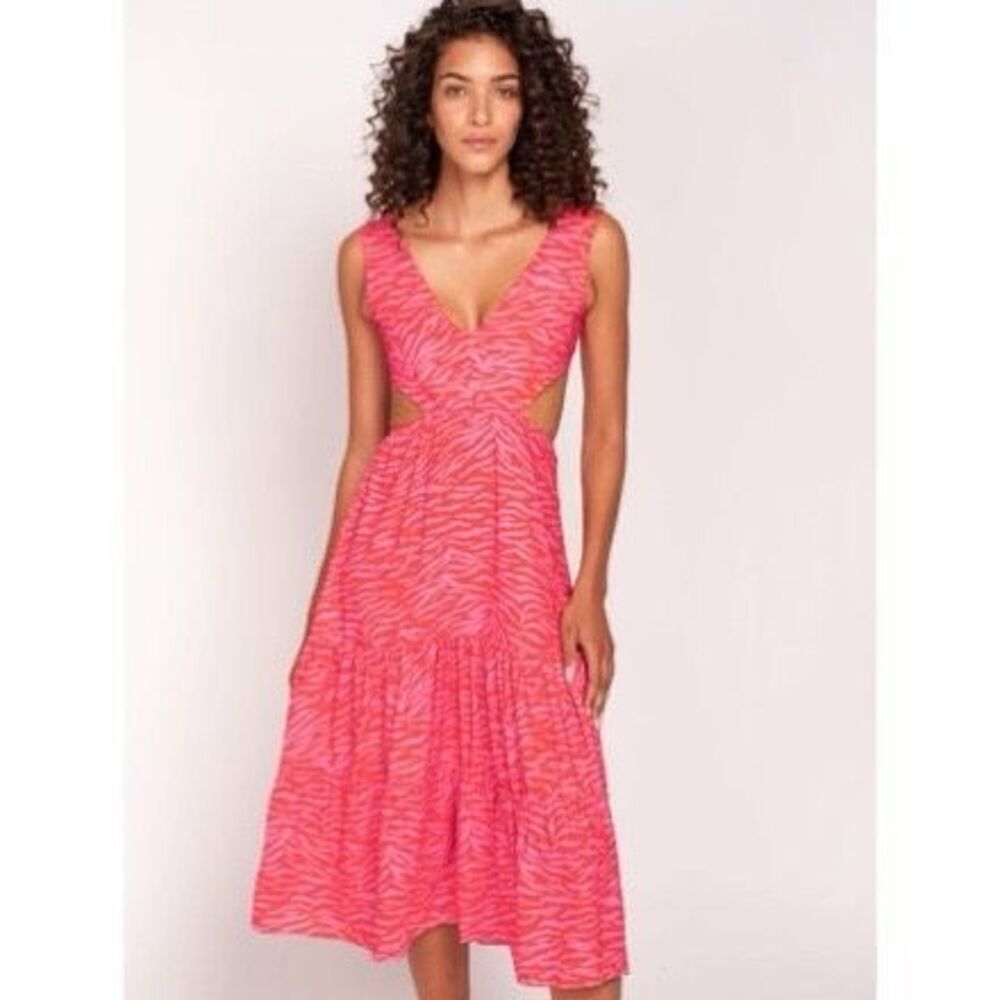 Peixoto Mariah Midi Cutout Dress in Feisty Tiger Print